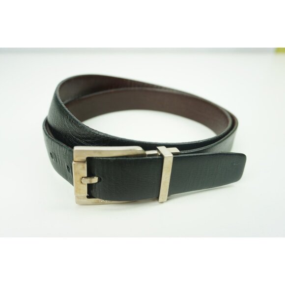 Salvatore Ferragamo Reversible Black Brown Silver Buckle Mens Belt